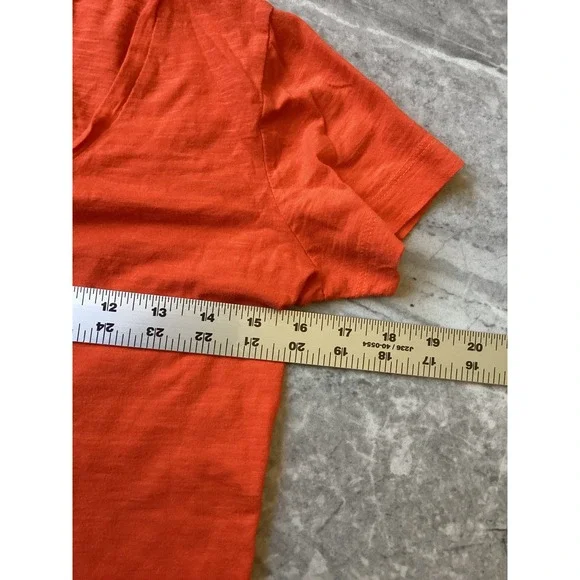 Club Monaco Womens XS Orange V-Neck Slub Cotton Short Sleeve T-Shirt 0996 - Picture 2 of 8